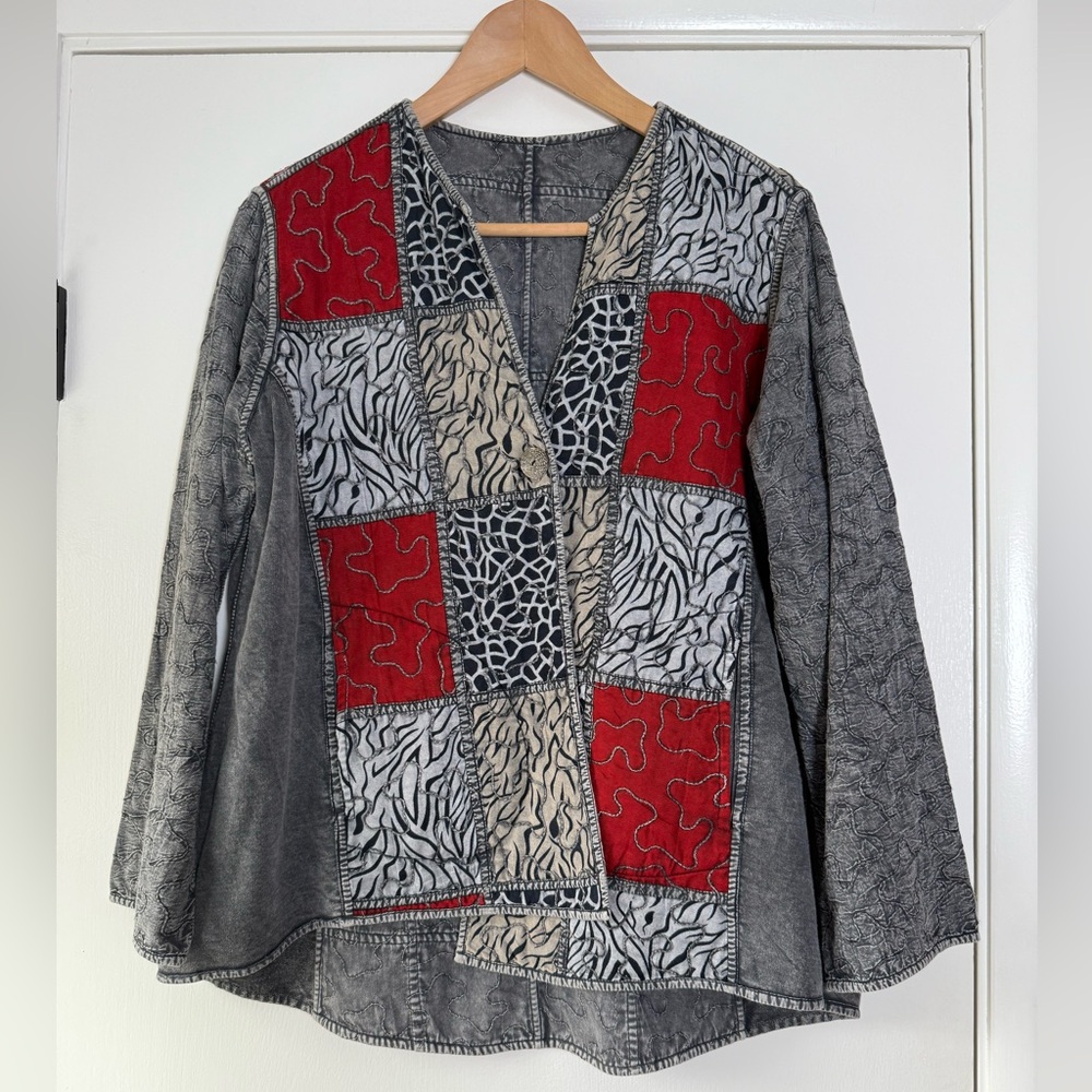 🆕 Parsley & Sage Arlo Reversible Quilted Jacket Embroidered Abstract Artsy Fun